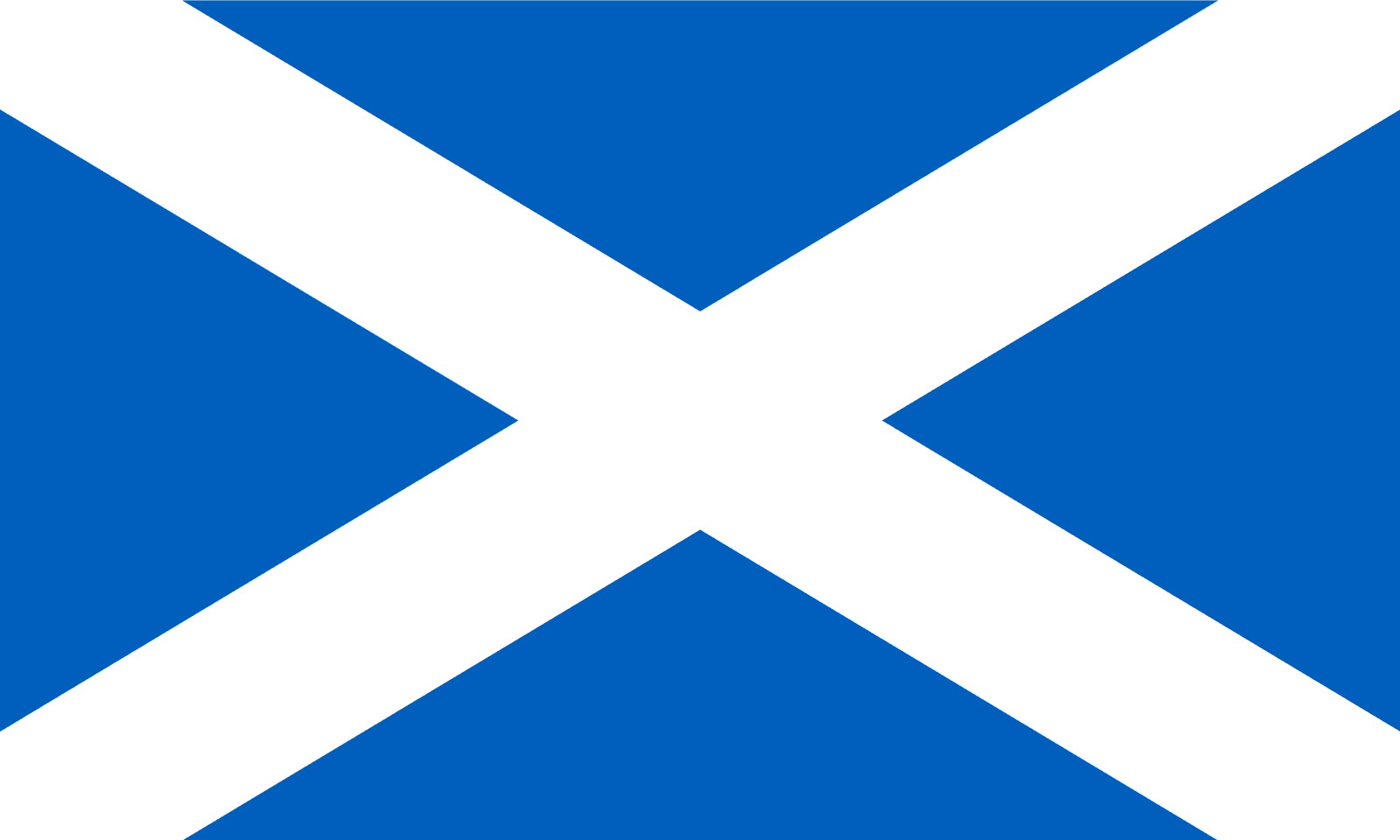 Flag of Scotland featuring a white diagonal cross on a blue background.